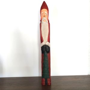 Wooden Santa Claus Christmas Decor Vintage 13" Tall